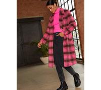 Chi Chi London Single Breasted Check Coat In Pink Pink 8