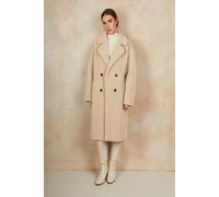 Chi Chi London Teddy Midi Length Coat In Cream Cream M