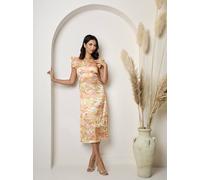 Chi Chi London V Neck Abstract Foil Spot Print Midi Dress In Multi Multi 12