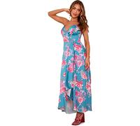 Chi Chi London Women's Cami Floral Wrap Midi Dip Hem Dress in Green Cocktail, 8