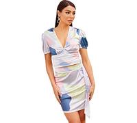 Chi Chi London Women's Long Sleeve Abstract Printed Top in Multi Dress Shirt, 14