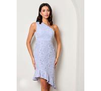Chi Chi London Women's One Shoulder Premium Lace Asymmetric Mid Dress in Blue | Size: 10 chi chi london Blue 10
