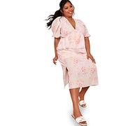 Chi Chi London Women's Plus Size Short Sleeve Floral Printed Midi Dress in Pink Cocktail, 22