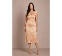 Chi Chi London Women's Plus Size V Neck Abstract Foil Spot Print Midi Dress in Multi | Size: 20 chi chi london Multicolor 20