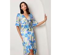 Chi Chi London Women's Short Sleeve Tie Front Floral Midi Dress | Size: 10 chi chi london Multicolor 10