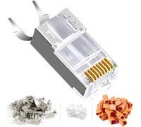 CHI ENERGY CAT7 Shielded RJ45 Ethernet Connector 30-Pack - FTP Modular Plug with Load Bar & Protective Boots, 3µ Gold Contacts, for CAT6 / CAT6A / CAT7 Cables (23-26 AWG)