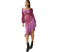 Chi London Womens Asymmetric Satin in Purple Skirt, Purple, 12 UK