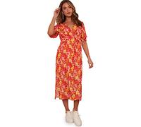 Chi London Womens Short Sleeve Floral Printed Midi in Orange Special Occasion Dress, Orange, 10 UK