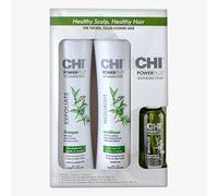 CHI Power Plus Starter Kit with Shampoo, Conditioner and Scalp Treatment, White