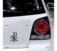 Chi Rho Christogram Jesus Christ Alpha Omega Sticker Decal Vinyl - 2 Pack Black, 10.2cm, 15.2cm - No Background for Car Boat Laptop Cup Phone