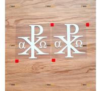 Chi Rho Christogram Jesus Christ Alpha Omega Sticker Decal Vinyl - 2 Pack White, 10.2cm - No Background for Car Boat Laptop Cup Phone