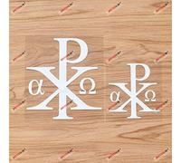 Chi Rho Christogram Jesus Christ Alpha Omega Vinyl Decal Sticker - 2 Pack White, 10.2cm, 15.2cm - No Background for Car Boat Laptop