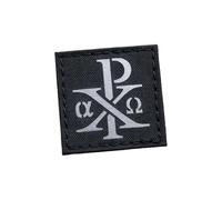 Chi Rho Christogram Symbol Jesus Christ (Black on Silver) Compatible with Velcro, Morale Patches for Backpacks, Caps, Plate-Carrier, MOLLE accesories