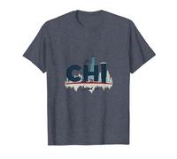 Chi Town Skyline Urban Pride for City Lovers T-Shirt, Men, Heather Blue, 3XL