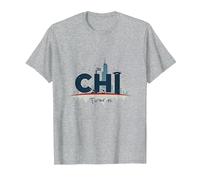 Chi Town Skyline Urban Pride for City Lovers T-Shirt, Men, Heather Grey, 3XL