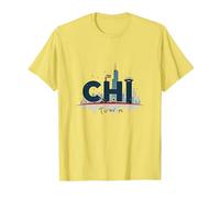 Chi Town Skyline Urban Pride for City Lovers T-Shirt, Men, Lemon, L