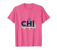 Chi Town Skyline Urban Pride for City Lovers T-Shirt, Men, Pink Heather, S