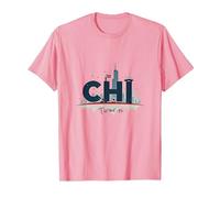 Chi Town Skyline Urban Pride for City Lovers T-Shirt, Men, Pink, XL