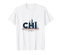 Chi Town Skyline Urban Pride for City Lovers T-Shirt, Men, White, 6XL