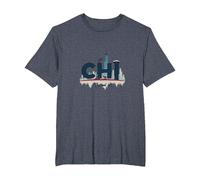 Chi Town Skyline Urban Pride for City Lovers T-Shirt, Men's Big and Tall, Heather Blue, 3X Tall