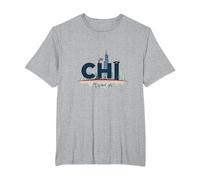Chi Town Skyline Urban Pride for City Lovers T-Shirt, Men's Big and Tall, Heather Grey, 4X Tall