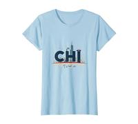 Chi Town Skyline Urban Pride for City Lovers T-Shirt, Women, Baby Blue, 3XL