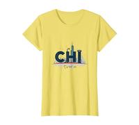 Chi Town Skyline Urban Pride for City Lovers T-Shirt, Women, Lemon, L