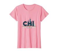 Chi Town Skyline Urban Pride for City Lovers T-Shirt, Women, Pink, XS