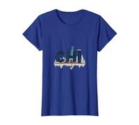 Chi Town Skyline Urban Pride for City Lovers T-Shirt, Women, Royal Blue, S