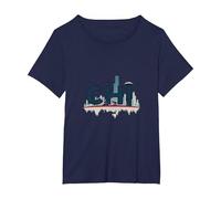Chi Town Skyline Urban Pride for City Lovers T-Shirt, Women's Plus, Navy, 3X
