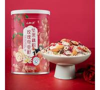 Chia seed sweet scented osmanthus nut lotus root powder soup 500g/can, Rose and red dates nut lotus root powder, Cereals, Chinese healthy instant brew breakfast (Rose Chia Seed,1 can)