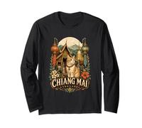 Chiang Mai Thailand Temple Cats and Lanterns Long Sleeve T-Shirt