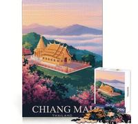 Chiang Mai Thailand Travel Poster for Adults 1000 Piece Jigsaw Puzzle Cognitive Workout Restful Escape No Rough Edges Ideal Present (38x26cm)
