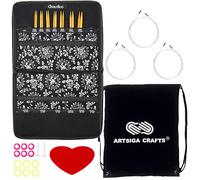ChiaoGoo Knitting Needles Interchangeable Spin Bamboo Small 4-Inch Needle Set Bundle with 1 Artsiga Crafts Project Bag 2400-S
