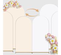 Chiara Arch Backdrop Set of 3 Double Color Wedding Arch Covers, Round Top for Baby Party, Birthday Banquet Shower (White+Cream)