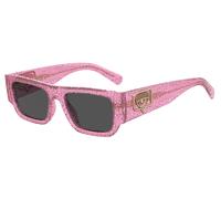 Chiara Ferragni CF 7013/S QR0/IR Woman Outlet sunglasses Plastic Pink Glitter Grey Squared Normal