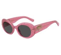 Chiara Ferragni Woman Chiara Ferragni CF 7004/S QR0/IR Outlet sunglasses Plastic Pink Glitter Grey Round