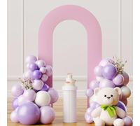 Chiara Sea Inclusion Light Pink 7.2FT Open Arch Backdrop, Spandex Double-Sided, Fitted Round Top for Party, Wedding, Ceremony, Baby Shower, Birthday Decoration