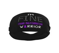 Chiari Malformation Warrior I'm Fine Sports Sweatbands for Men Women Non Slip Elastic Wristbands Headbands for Basketball Tennis Workout Gym Yoga Absorbent Breathable (Black)
