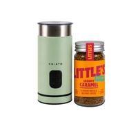 CHiATO milkPLAY milk frother and Little’s Decaf Creamy Caramel instant coffee set