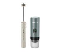 CHiATO nanoPLAY Milk Frother and brewPLAY Smart Portable Espresso Maker Set - Soft Cream & Grey