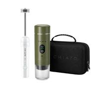 CHiATO nanoPLAY Milk Frother and brewPLAY Smart Traveller Portable Espresso Maker Set - White & Green