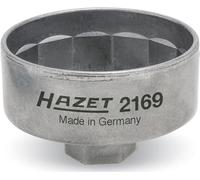 Chiave per filtri dell'olio HAZET 2169, adatta a diversi filtri dell'olio con diametro di 82 mm, azionamento: esagono esterno da 3⁄8 di pollice, azionamento di filtri dell'olio e coperchi