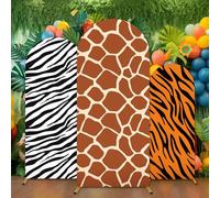 chiazllta 3pcs Wild Animal Arch Backdrop Cover 4ft, 5ft, 6ft Wild Jungle Birthday Party Decorations for Jungle Party Photo Props for Wedding Birthday Baby Shower Ceremony Party Backdrop Decor