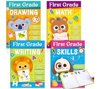 chiazllta 4 Pad 1st Grade Workbook Set Student Workbooks Ages 6+ Handwriting Practice Writing Book School Home Learning Basics Bridging Kindergarten to First Grade with Drawing Math Skill Writing