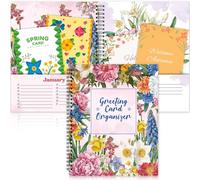 chiazllta Greeting Card Organizer Book with Pockets and File Keeper Dividers Floral Month by Month Card Keeper Book Greeting Card Books for Birthdays Weddings Graduation Parties Holiday Reminders