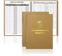 chiazllta Monthly Bookkeeping Record Book Undated Budget Book for Bookkeeping 8.5 x 11 Inch Spiral Bound Accounting Ledger Log for Small Business Net Profit Net Worth Payroll Budget Tracking(2 Pads)