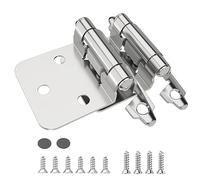 Chibery 1/2" Overlay Cabinet Hinges, 20 Pack Self Closing Flush Mount Hinges with Door Bumper, Variable Decorative Hardware for Bathroom, Furniture, Kitchen Cabinet Doors, Satin Nickel