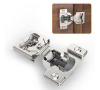 Chibery 10 Pack 1/2" 4D Concealed Hinges for Face Frame Door, Soft Close On/Off Switch, Self Closing, 105° Open Angle Concealed Stainless Steel Hinges for Framed Cabinet, Satin Nickel