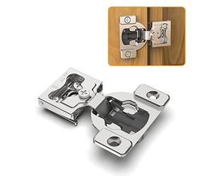 Chibery 10 Pack 1/4" Small Overlay 4D Concealed Hinges for Face Frame Door, Soft Close On/Off Switch, Self Closing, 105° Open Angle Concealed Stainless Steel Hinges for Framed Cabinet, Satin Nickel